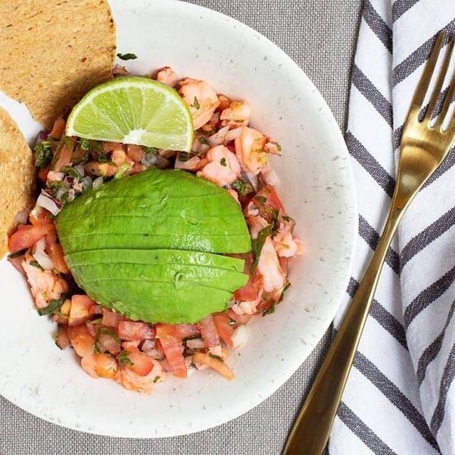 Shrimp Ceviche Tostada.